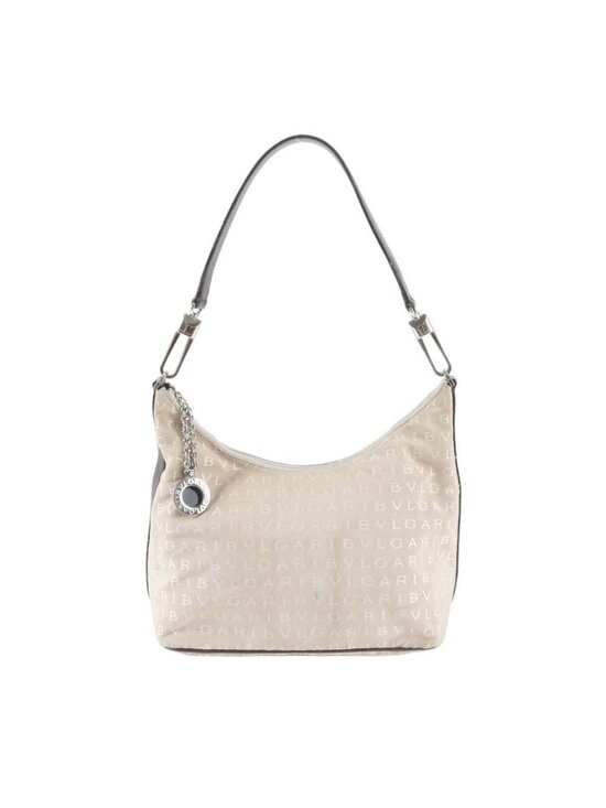 Second hand Bulgari Totes - Joli Closet Bvlgari Bulgari Logo Mania Hobo Leather Canvas Shoulder Bag Hand